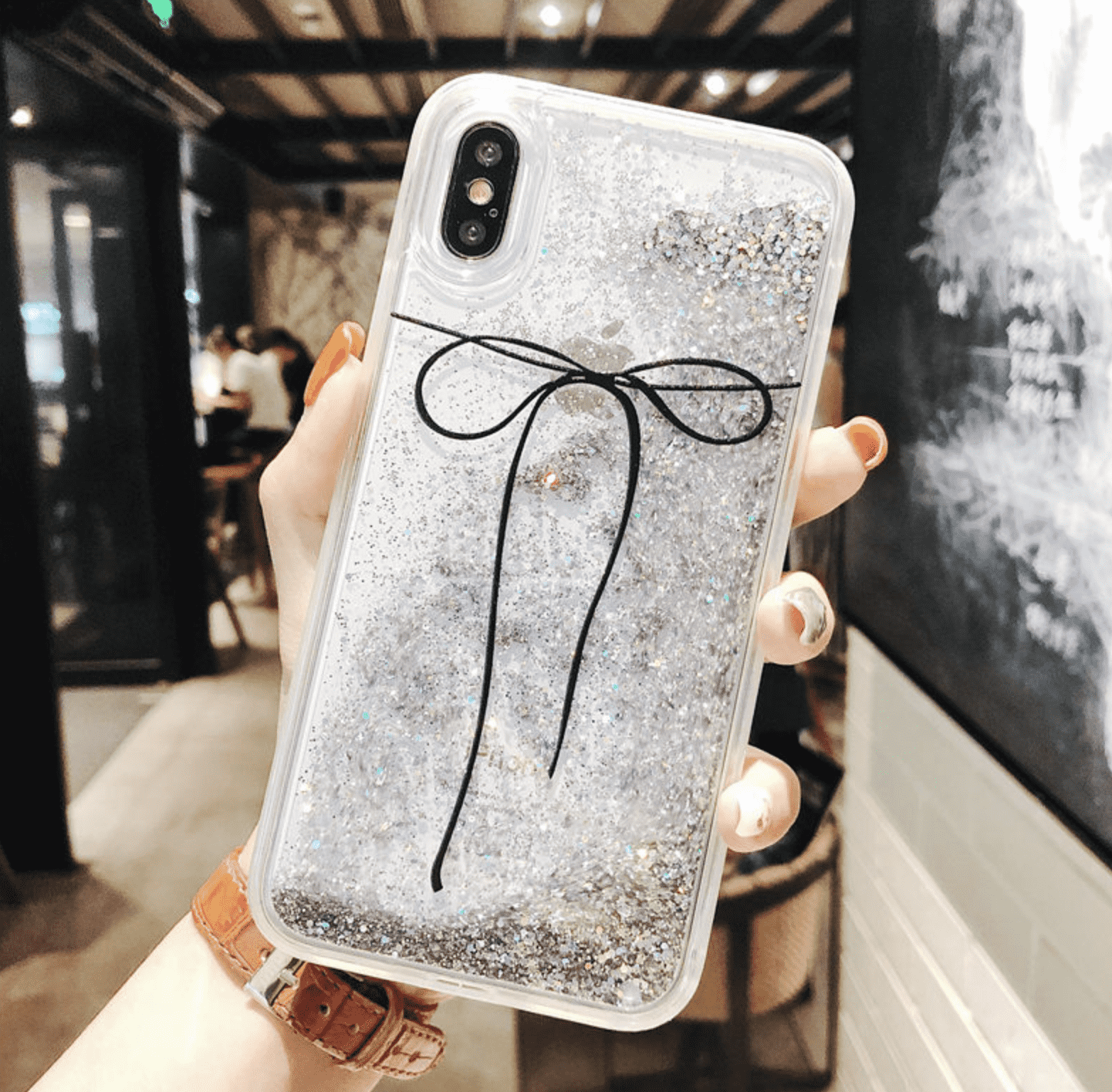 Bowknot Glitter Sequin Quicksand Case iPhone cover – JustAndBest India
