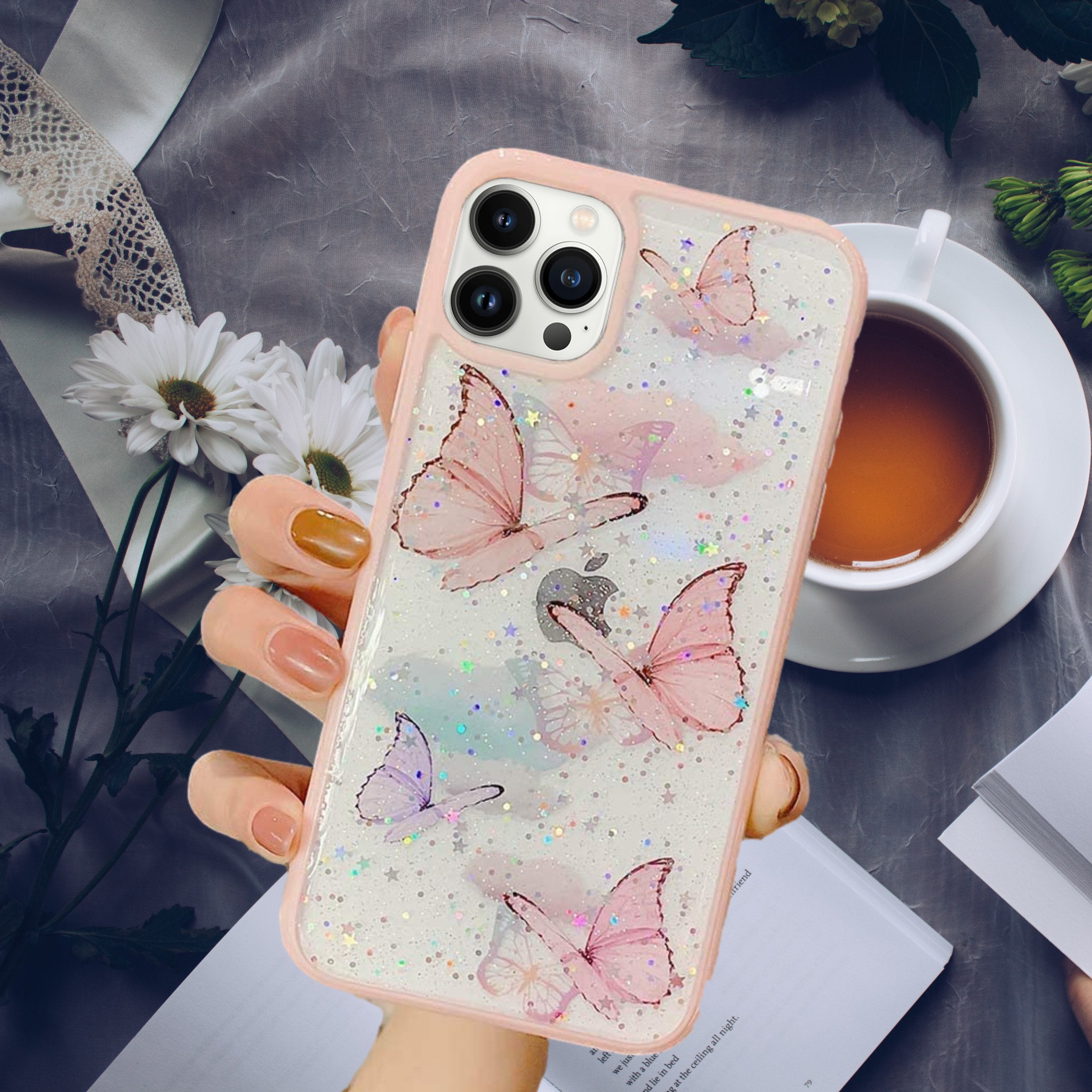 Butterfly Glitter Transparent Luxury Case iPhone cover – JustAndBest India
