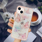 Butterfly Glitter Transparent Case for iPhone 13 