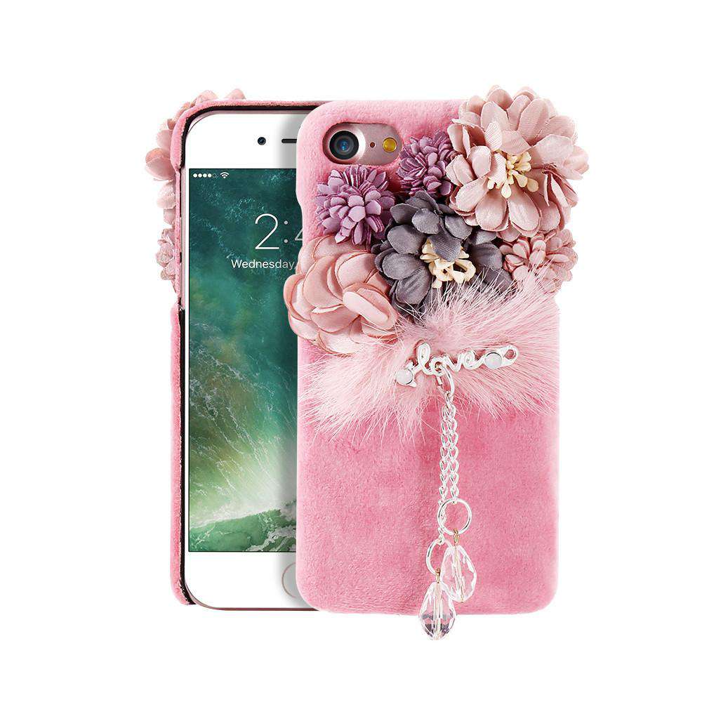 Luxury pink fur iphone case