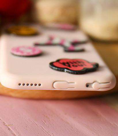 pink Cute Badges iphone Case