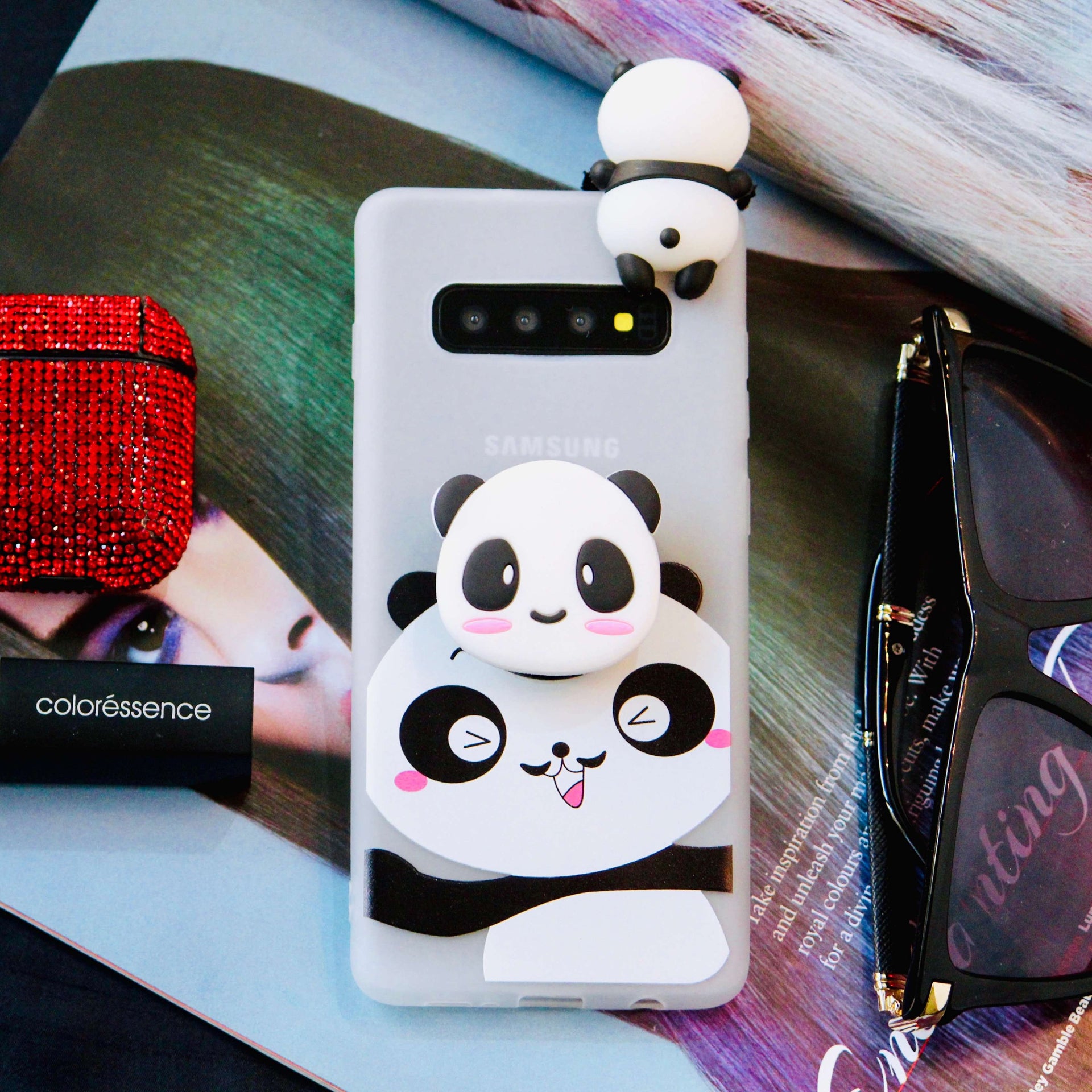 Cute 3D Panda Silicone Soft Case (With Panda Head Pop Up Socket Holder  Stand) Samsung Galaxy S10
