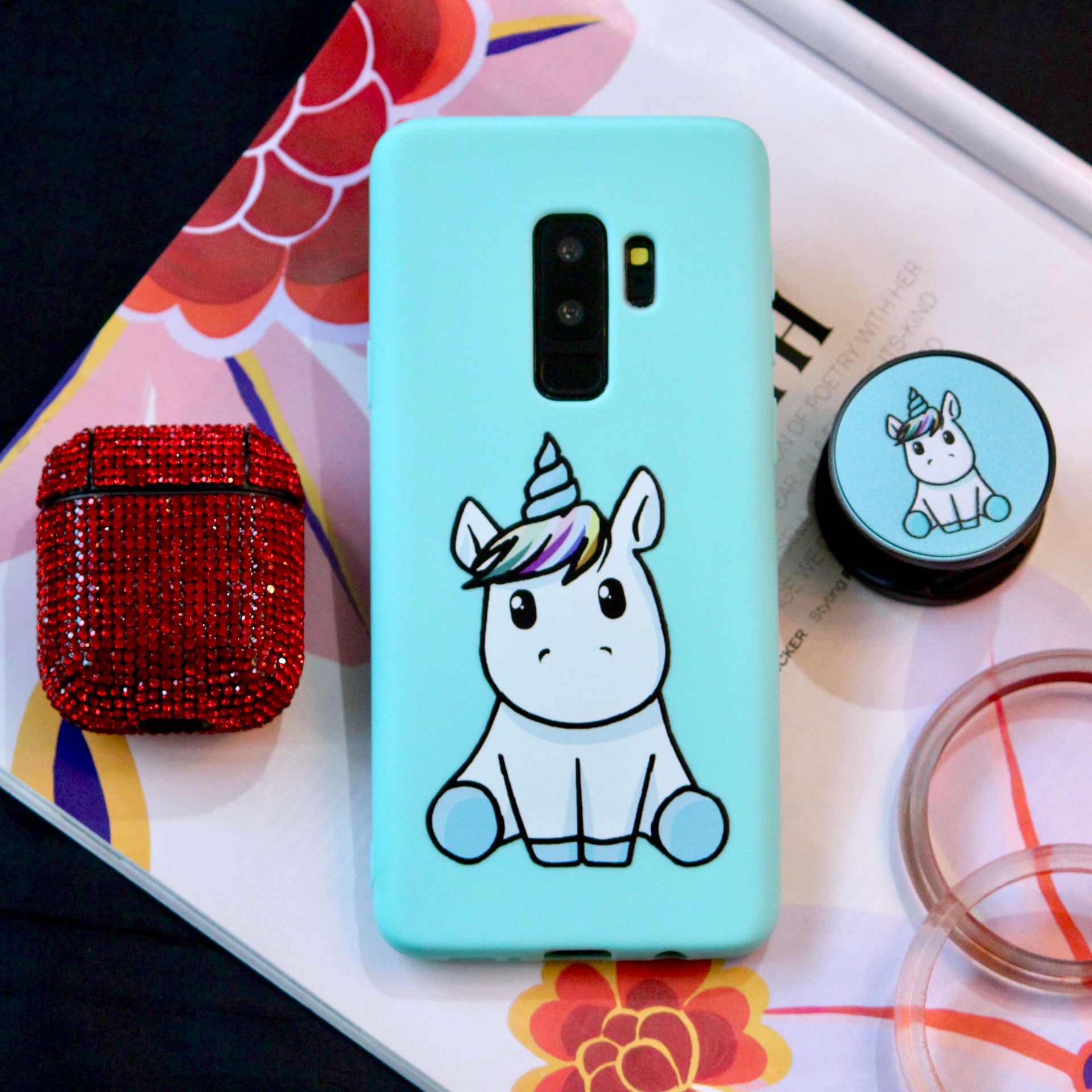 Cute Unicorn Silicone Soft Case (With Pop Up Socket Holder Stand
