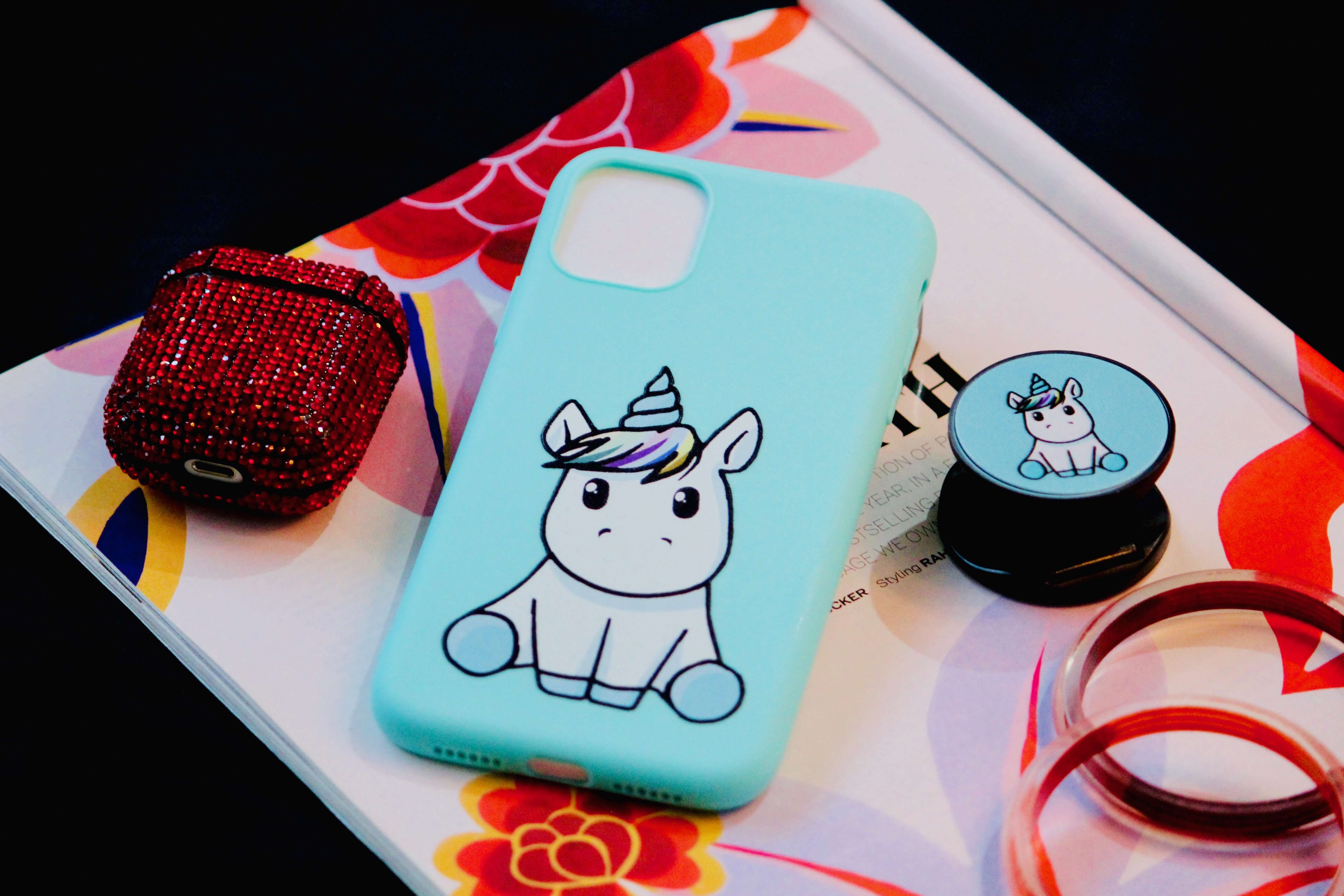 Cute Unicorn Silicone Soft Case (With Unicorn Pop Up Socket Holder Stand) – phone accessory by JustAndBest India