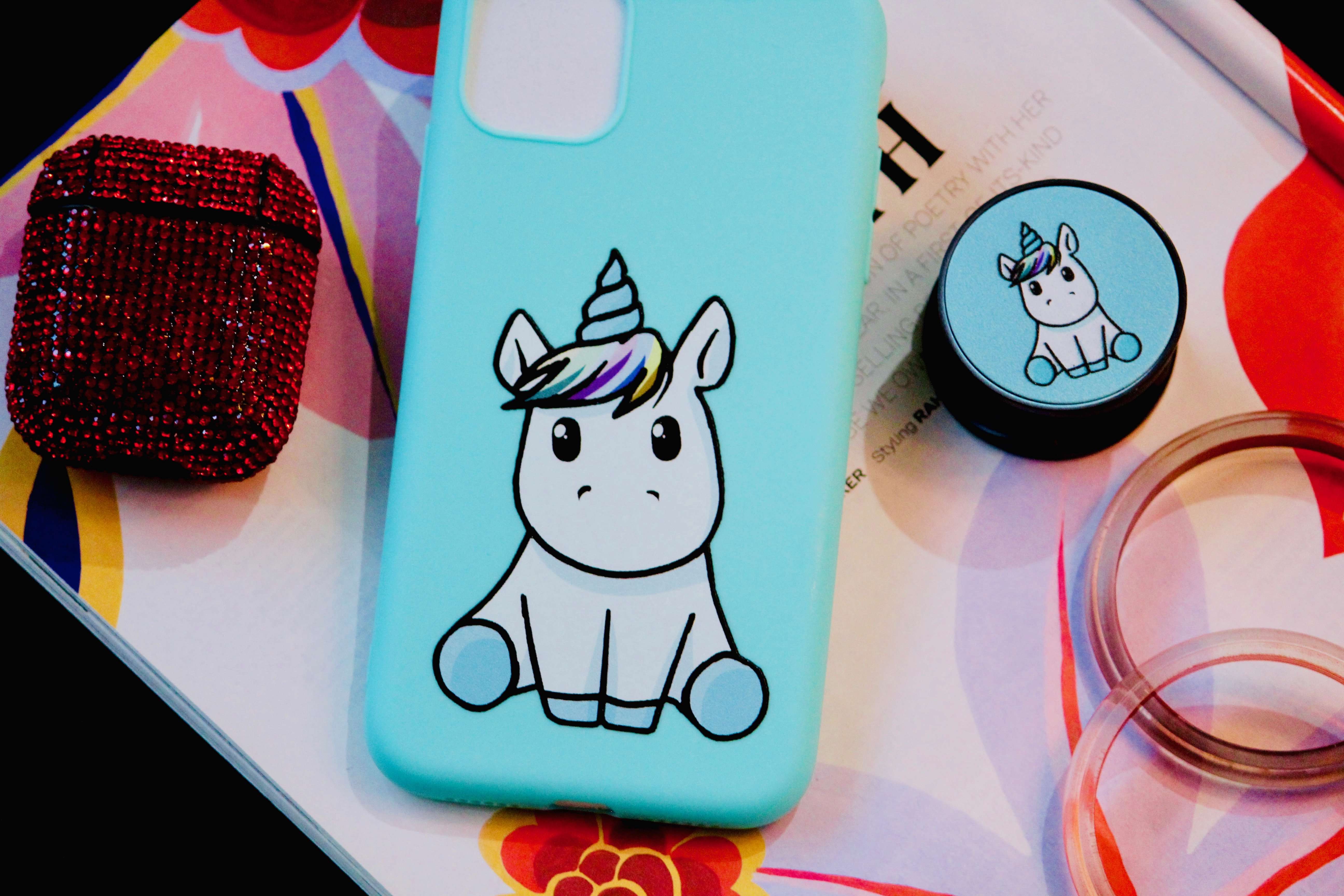 Cute Unicorn Silicone Soft Case (With Unicorn Pop Up Socket Holder Stand) – phone accessory by JustAndBest India