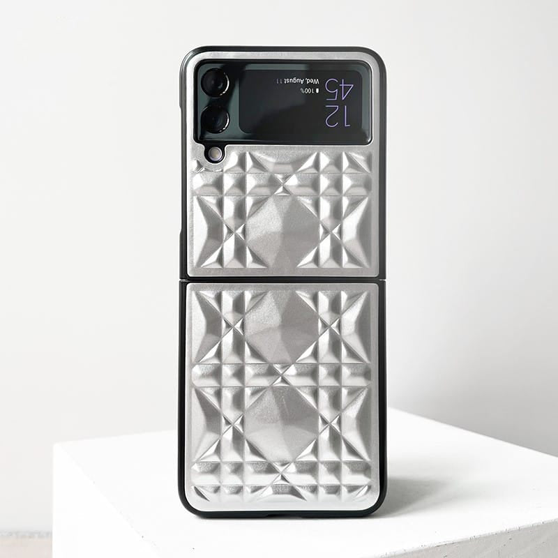 Royal 3D Diamond Pattern Grid Matte Silver Case iPhone cover – JustAndBest India