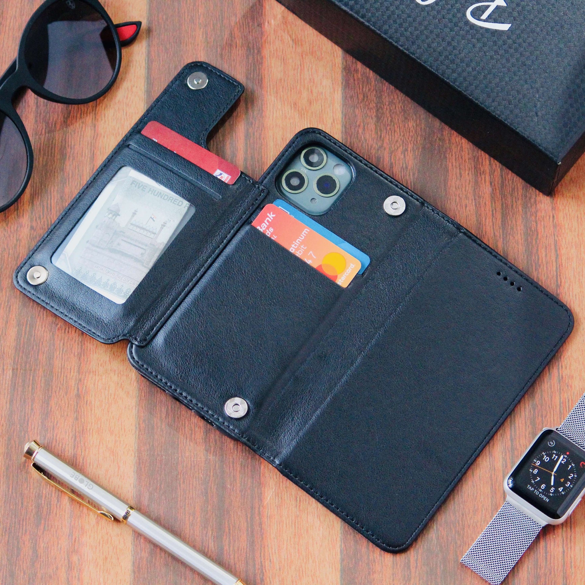 Double Flip Wallet Style Premium Leather Luxury Case iPhone 11 Pro