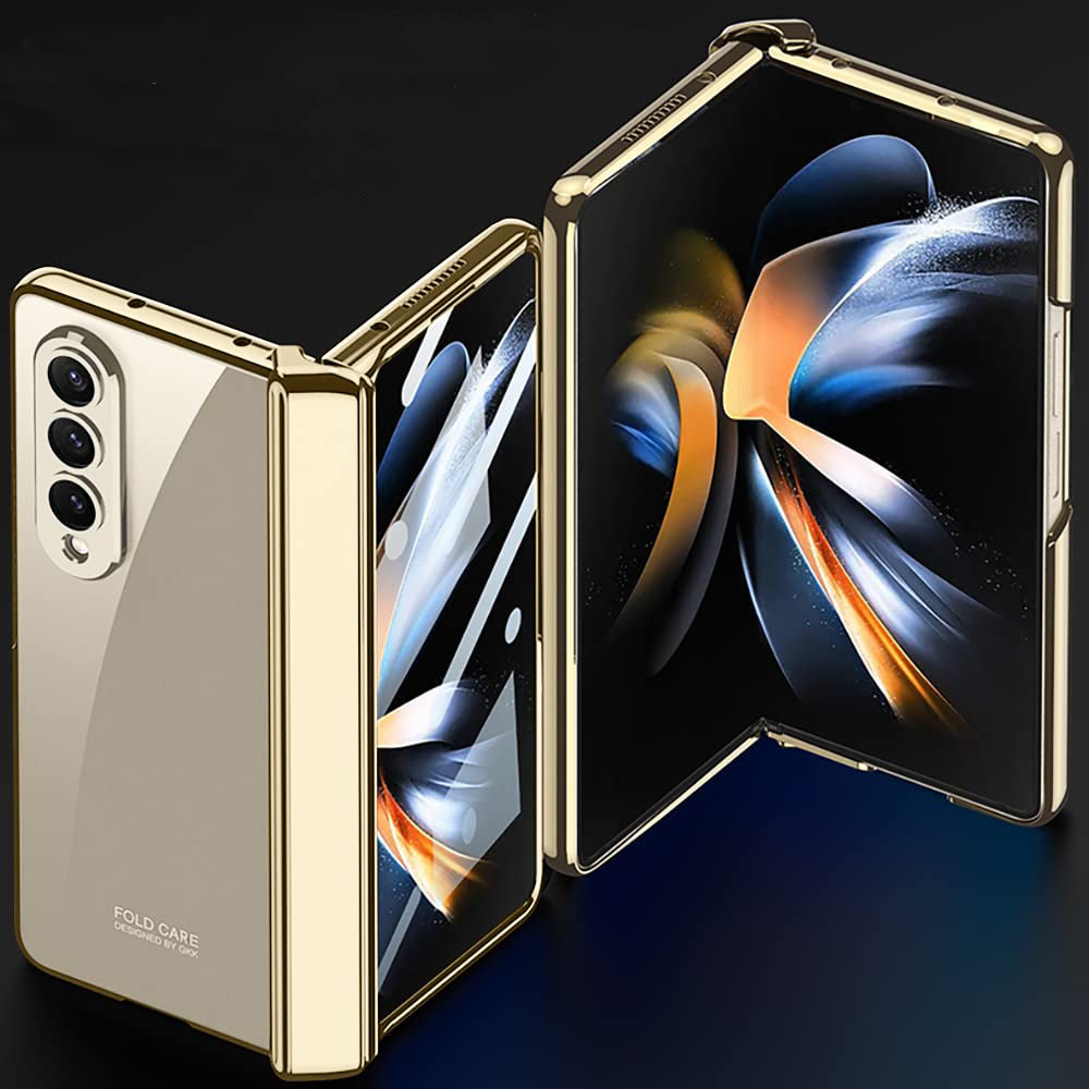 Gold Electroplated Premium Transparent Glass Cover (with Front Glass and Hinge protection) iPhone cover – JustAndBest India