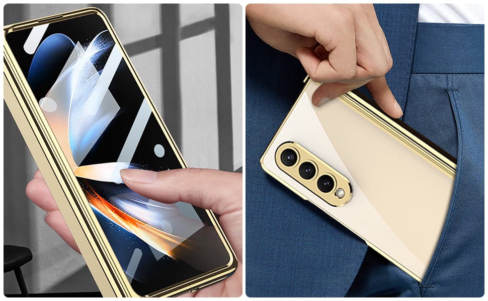 Gold Electroplated Premium Transparent Glass Cover (with Front Glass and Hinge protection) iPhone cover – JustAndBest India