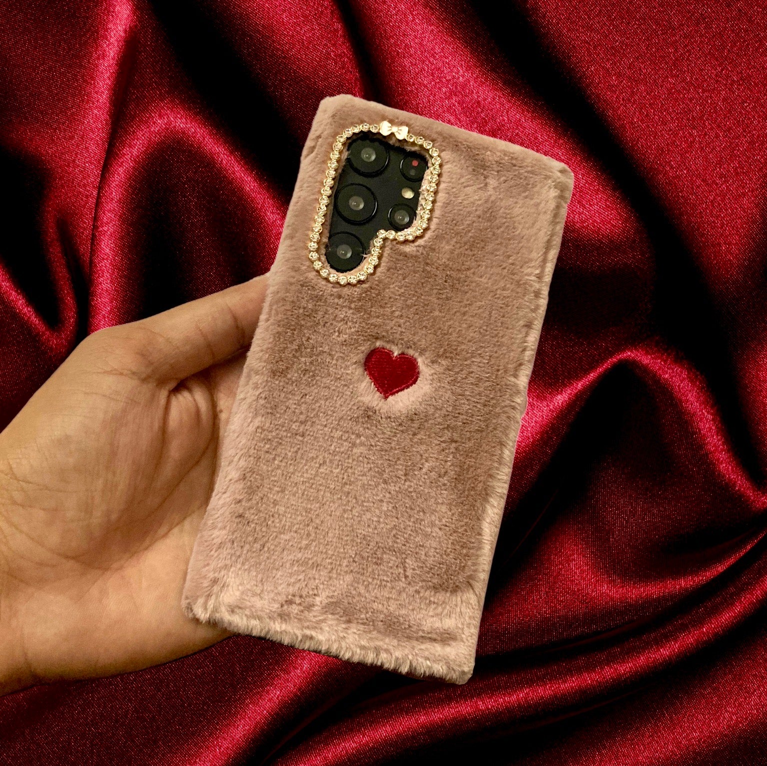 Cute Heart Plush Fur Cover iPhone cover – JustAndBest India