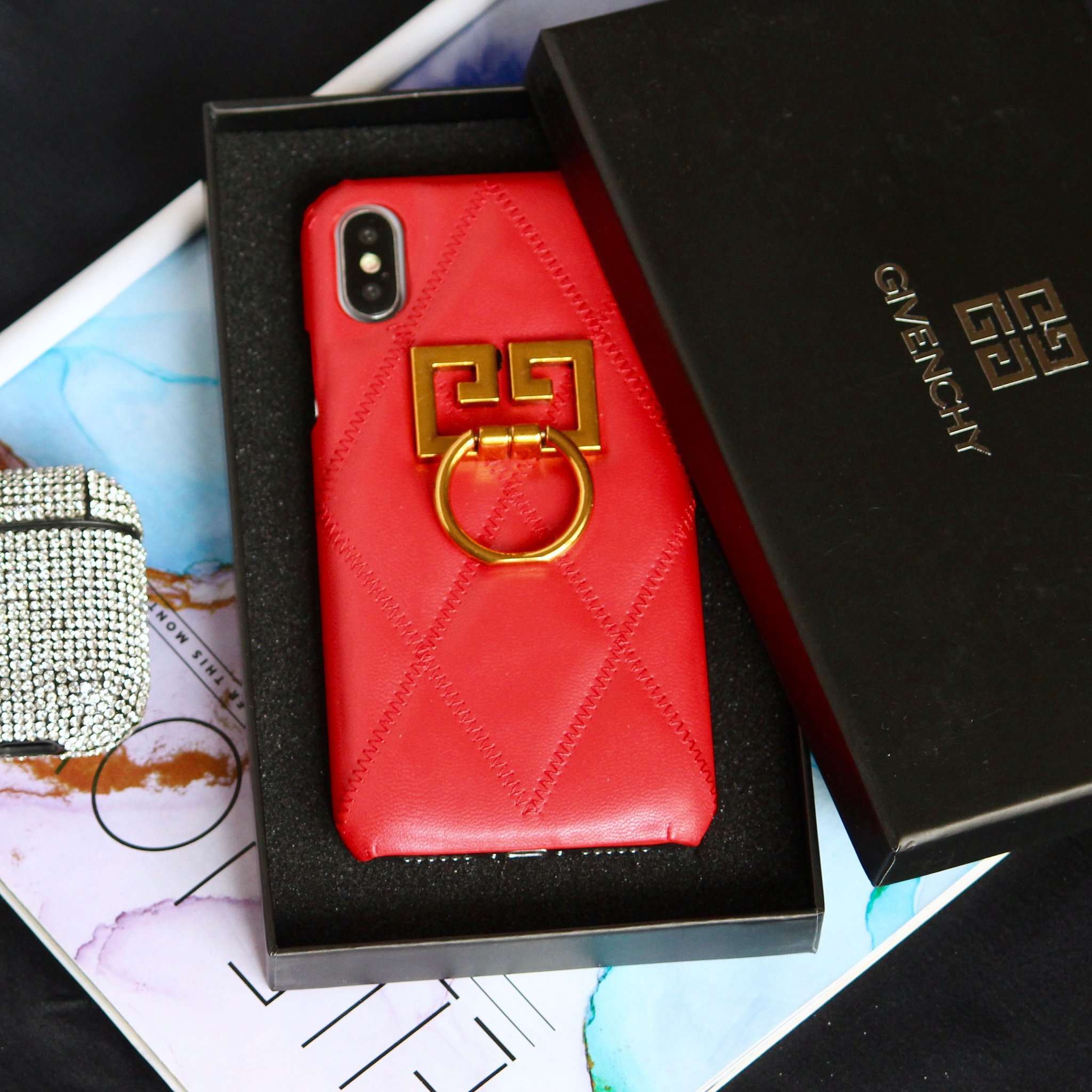 G i v e n c h y -  Ring Holder Premium Leather Luxury Cover – phone accessory by JustAndBest India