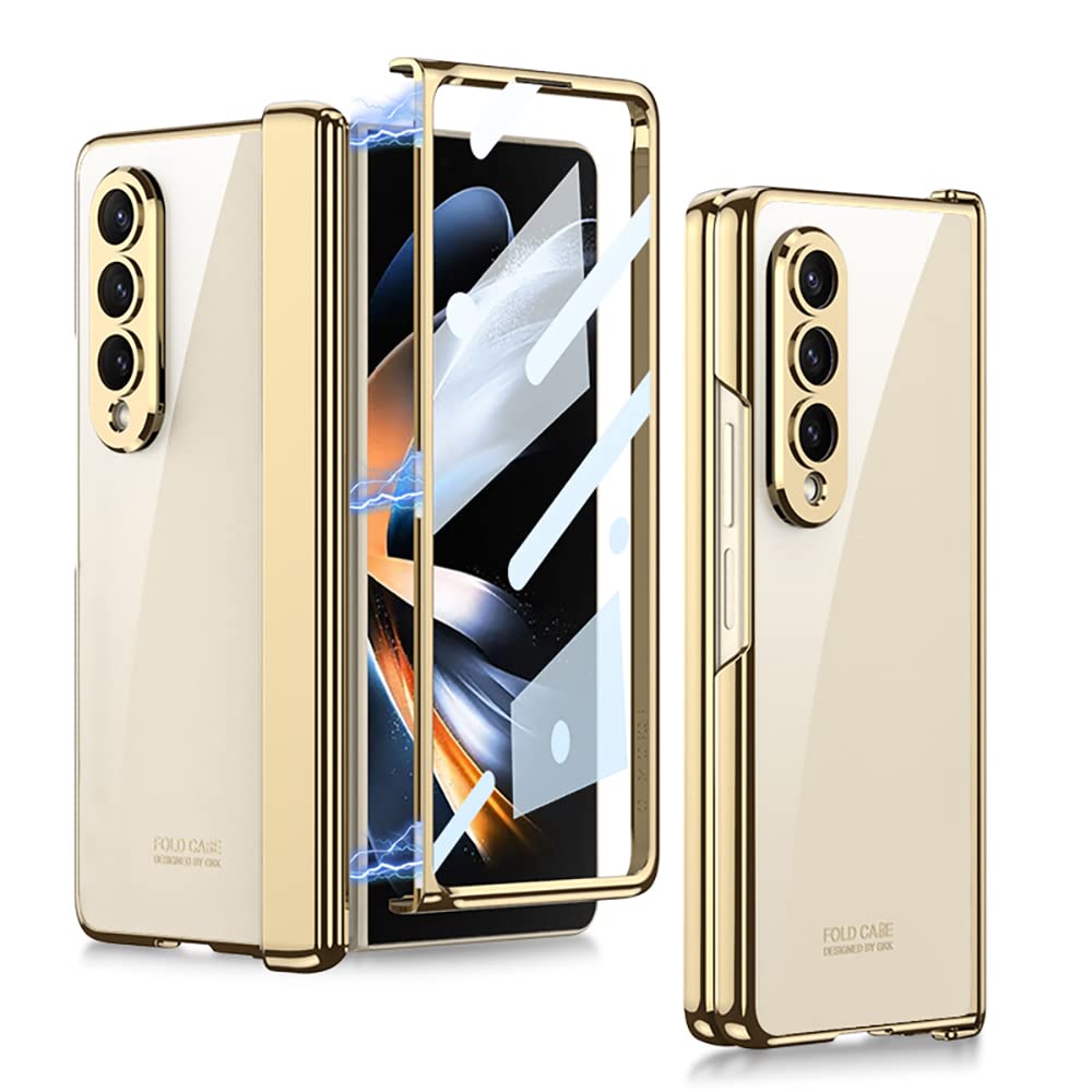 Gold Electroplated Premium Transparent Glass Cover (with Front Glass and Hinge protection) iPhone cover – JustAndBest India