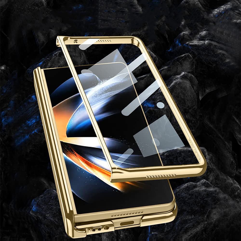 Gold Electroplated Premium Transparent Glass Cover (with Front Glass and Hinge protection) iPhone cover – JustAndBest India