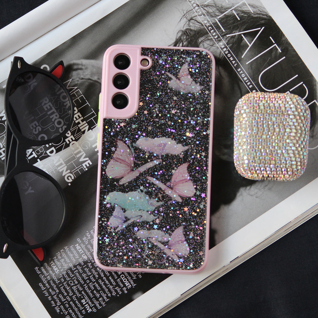 Butterfly Glitter Transparent Luxury Case for Samsung S21