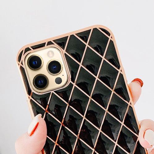 Glossy Black Grid Gold Electroplated Luxury Cover iPhone cover – JustAndBest India