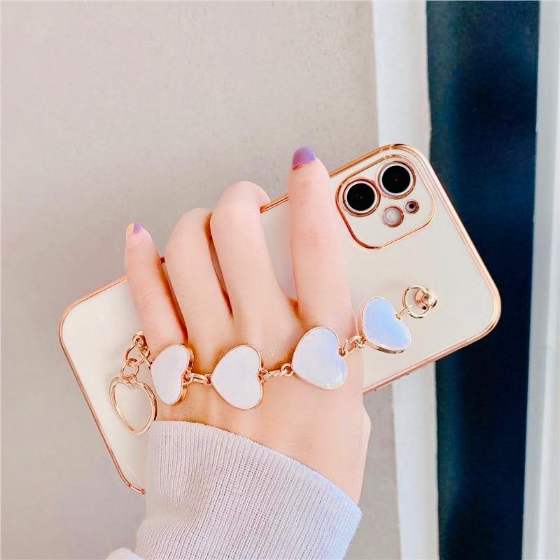 Gold Electroplated Hearts Bracelet Cover iPhone cover – JustAndBest India