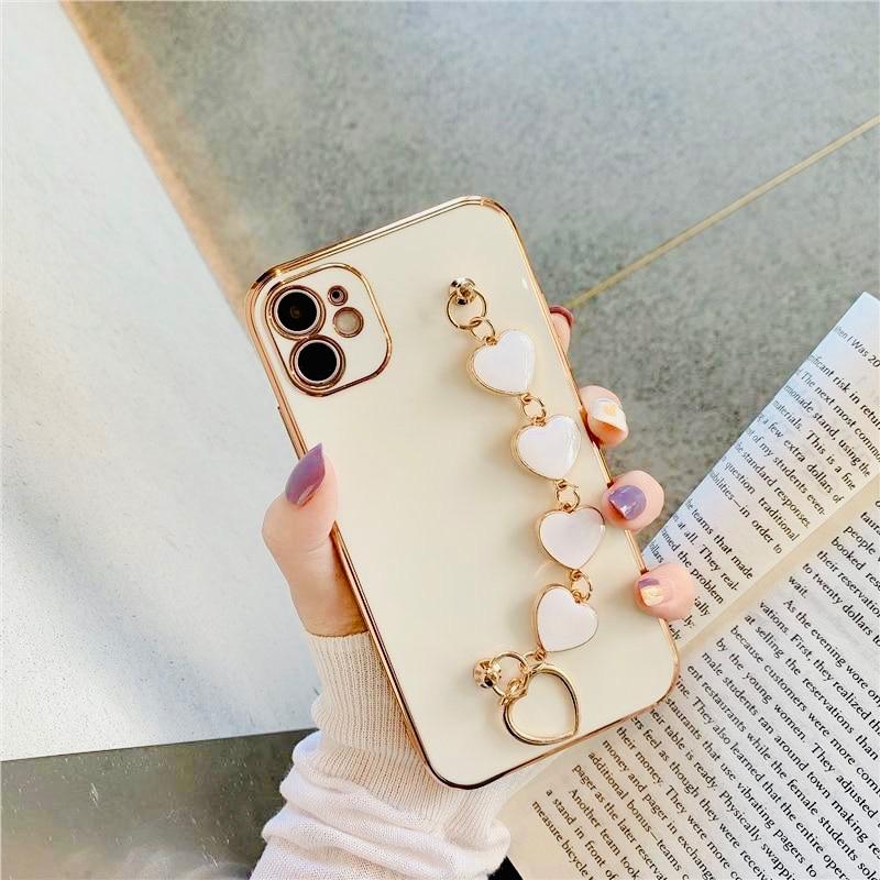 Gold Electroplated Hearts Bracelet Cover iPhone cover – JustAndBest India
