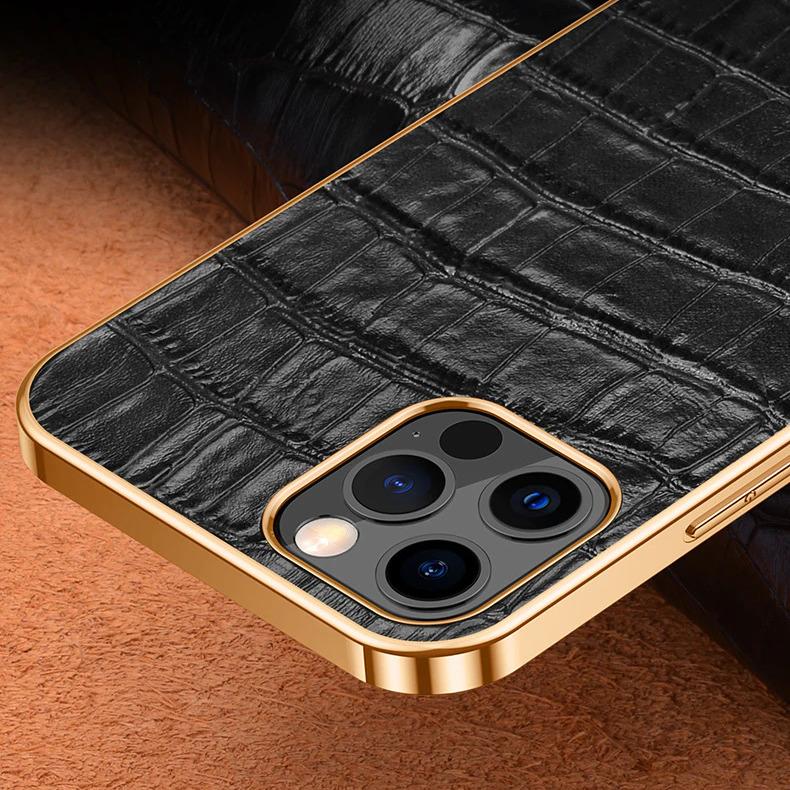 Gold Electroplated Premium Leather Luxury Case iPhone cover – JustAndBest India