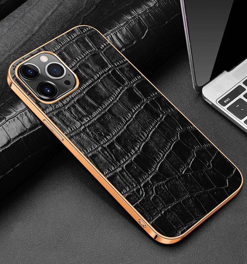 Gold Electroplated Premium Leather Luxury Case iPhone cover – JustAndBest India