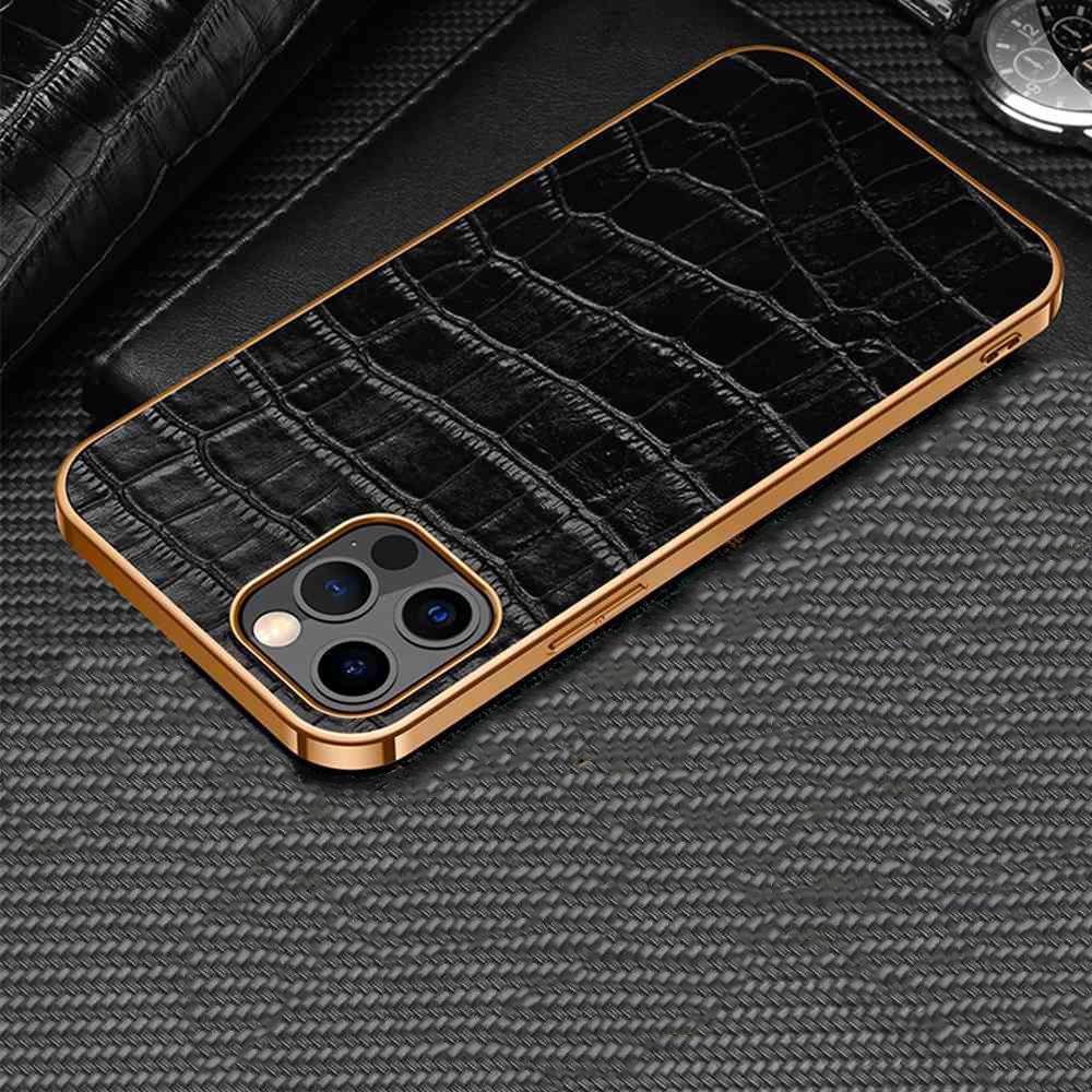 Gold Electroplated Premium Leather Luxury Case for iphone