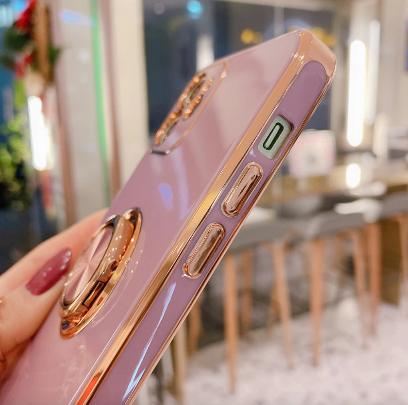 Gold Electroplated Ring Holder Cover iPhone 12 India JustAndBest