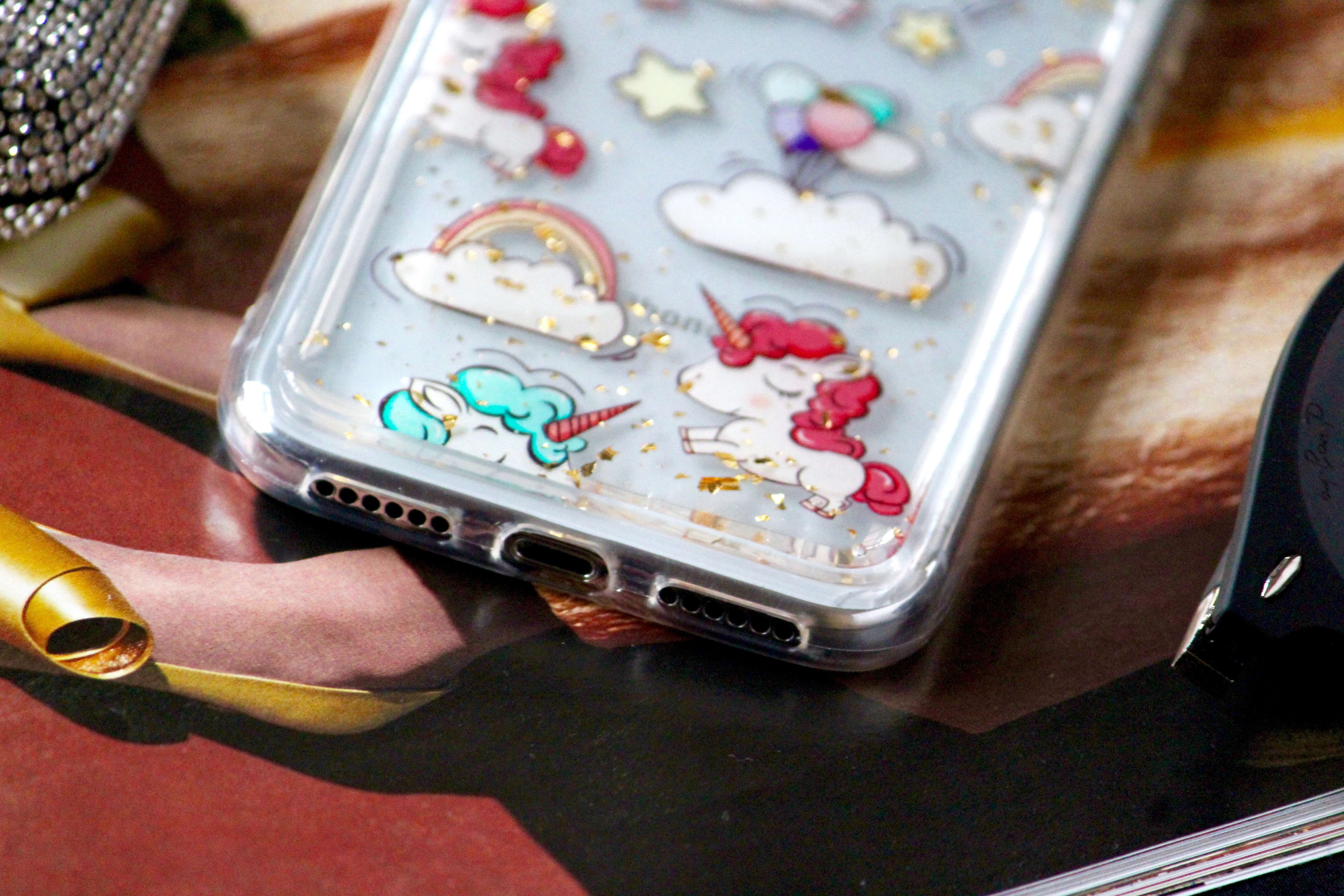 Gold Foil Cute Unicorn Transparent Cover iPhone cover – JustAndBest India