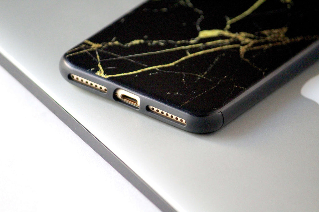 black silicon marble pattern iphone case