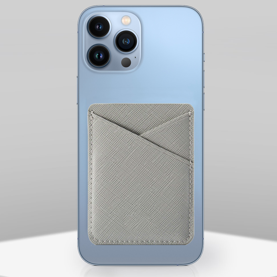 Grey Dual Card Holder Leather Phone Wallet – phone accessory by JustAndBest India