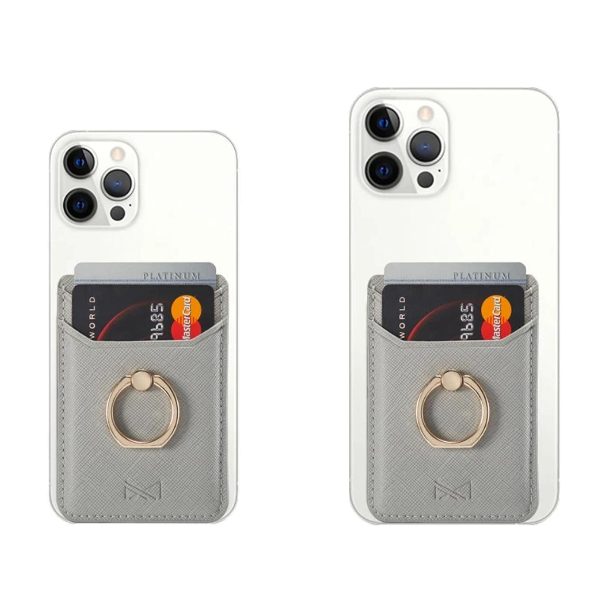 Gold Ring Holder Grey Leather Phone Wallet – phone accessory by JustAndBest India