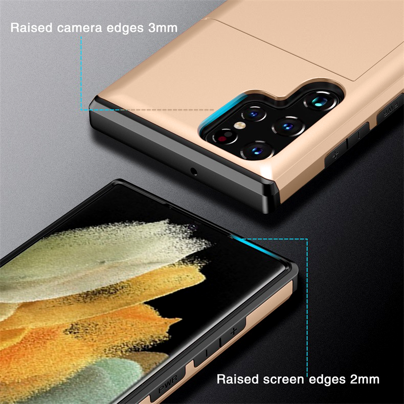 Gold Dual Layer Card Holder Shockproof Case – phone accessory by JustAndBest India