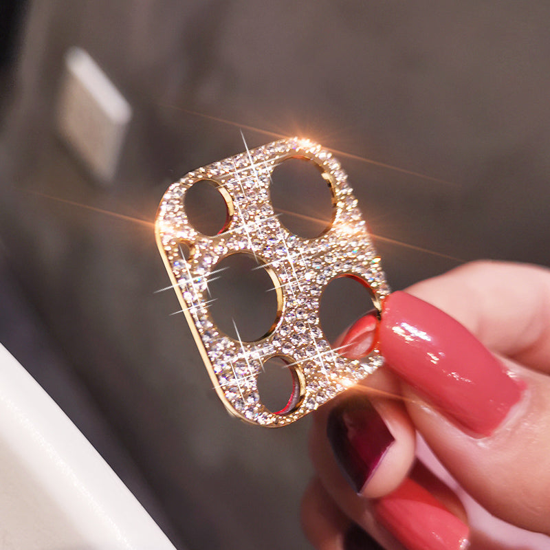 Golden Diamond Stones iPhone Camera Lens Protector – phone accessory by JustAndBest India