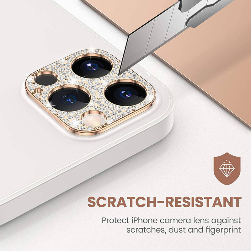 Golden Diamond Stones iPhone Camera Lens Protector – phone accessory by JustAndBest India