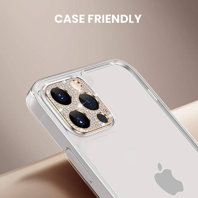 Golden Diamond Stones iPhone Camera Lens Protector – phone accessory by JustAndBest India