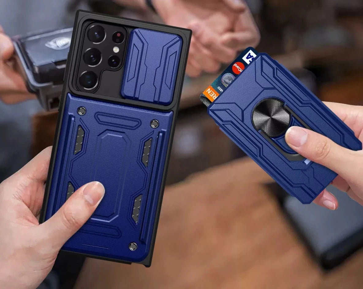 Card Holder Dual Layer Lens Protector Ring Holder Cover – phone accessory by JustAndBest India