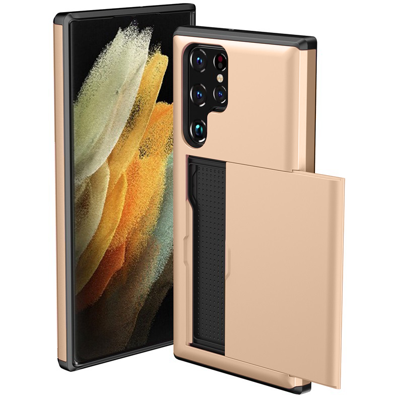 Gold Dual Layer Card Holder Shockproof Case – phone accessory by JustAndBest India