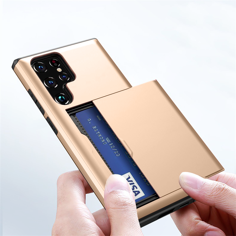 Gold Dual Layer Card Holder Shockproof Case – phone accessory by JustAndBest India