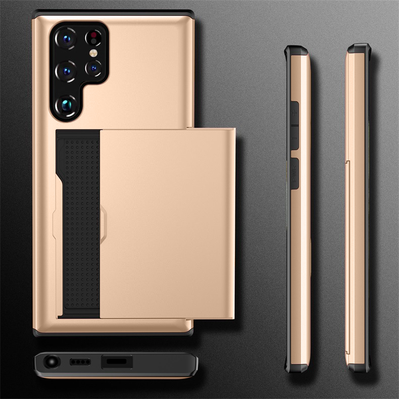 Gold Dual Layer Card Holder Shockproof Case – phone accessory by JustAndBest India