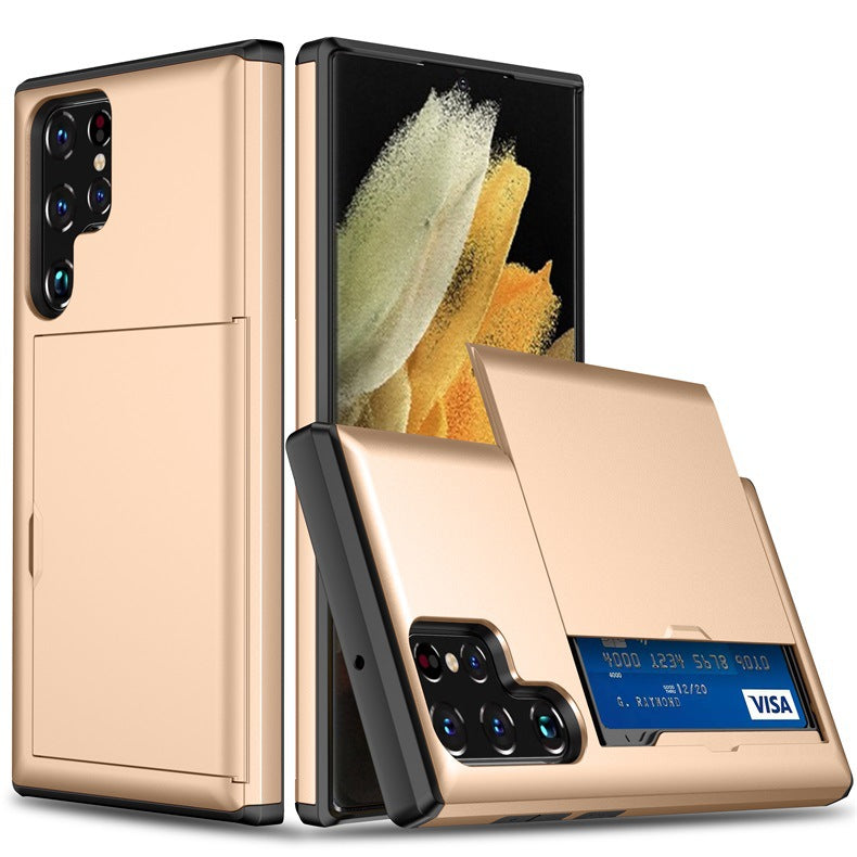 Gold Dual Layer Card Holder Shockproof Case – phone accessory by JustAndBest India