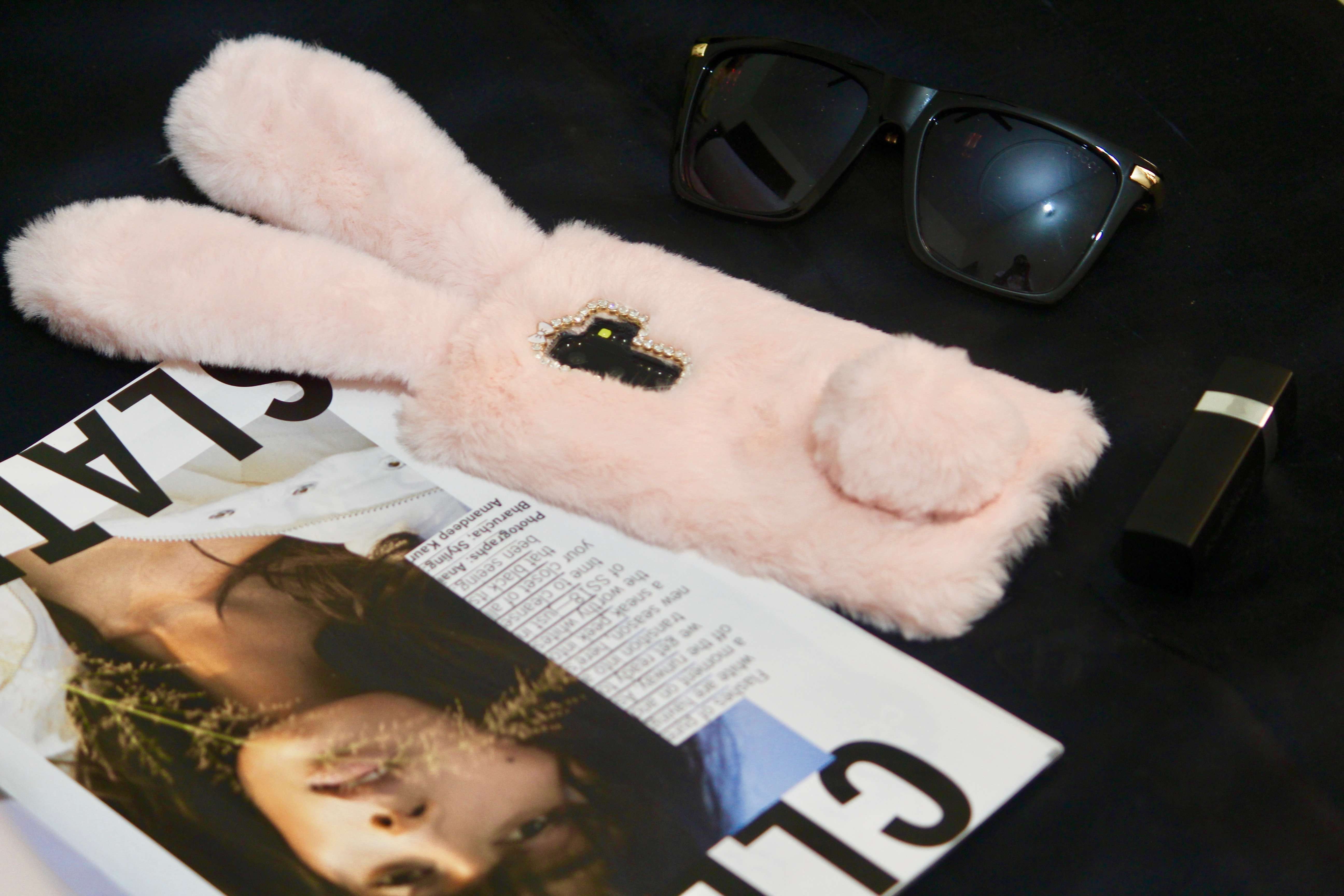 Luxury Bunny Rabbit Fur Plush Case iPhone cover – JustAndBest India