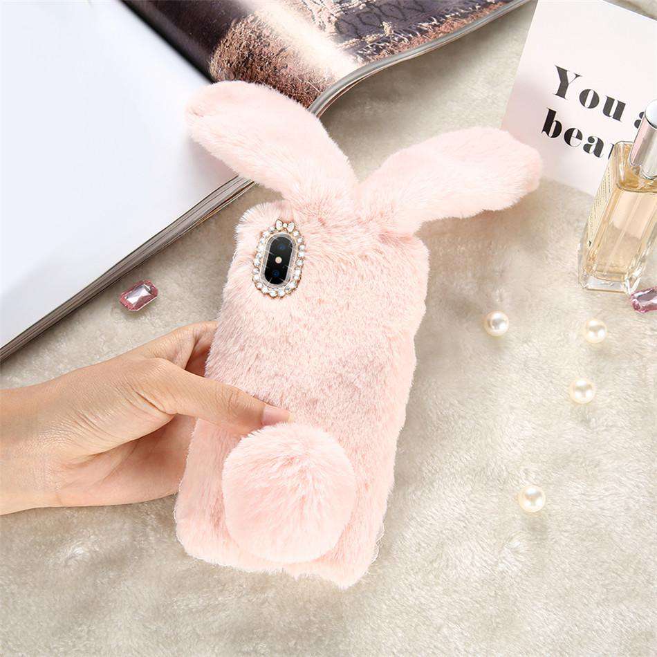 Luxury Bunny Rabbit Fur Plush Case for iPhone XR / XS / X