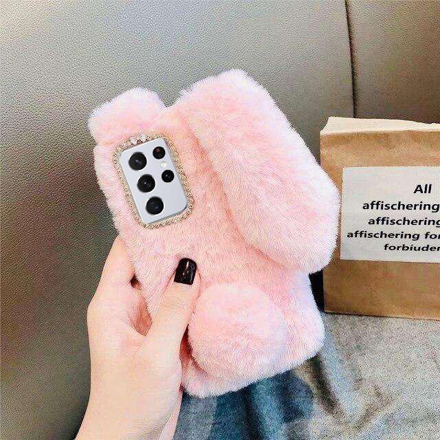 Luxury Bunny Rabbit Fur Plush Case iPhone cover – JustAndBest India