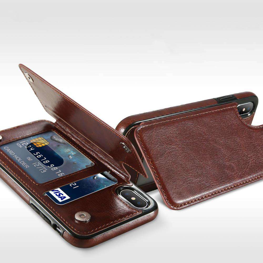 Luxury Wallet Style Premium Leather Case iPhone cover – JustAndBest India