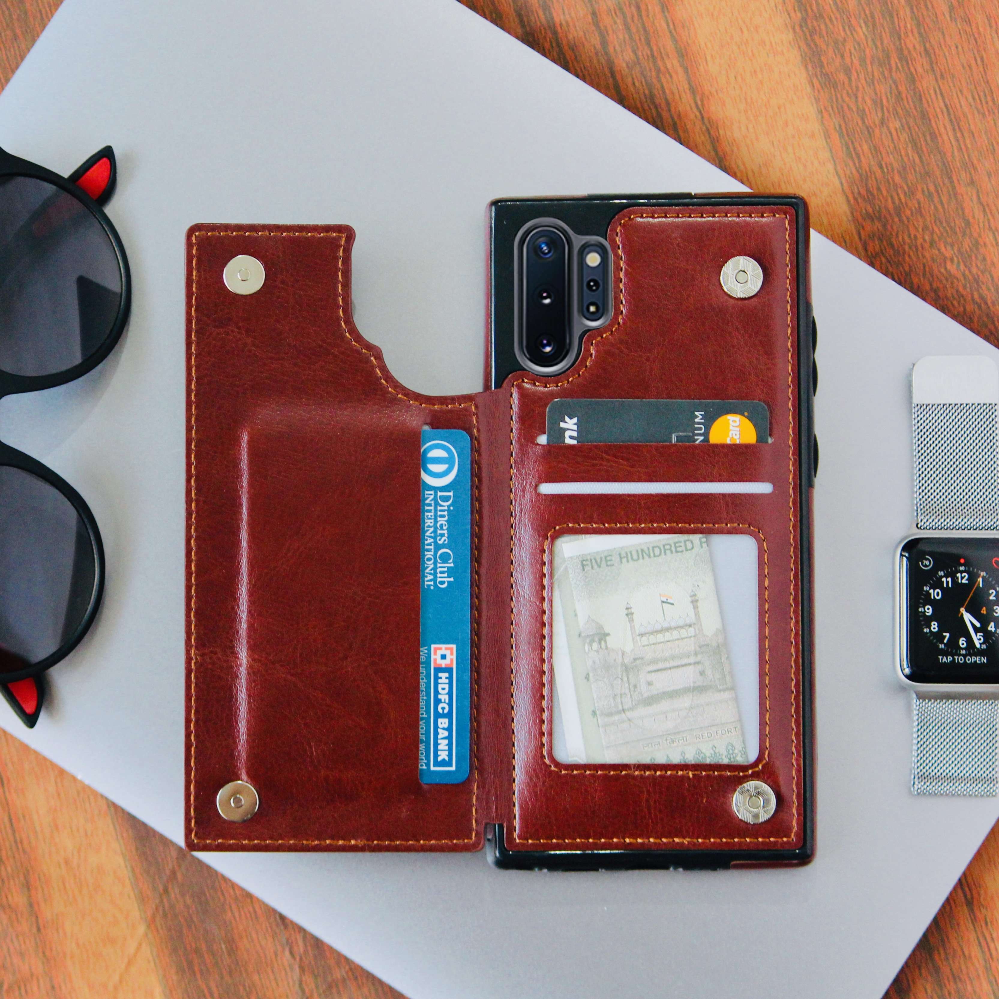 Luxury Wallet Style Premium Leather Case iPhone cover – JustAndBest India
