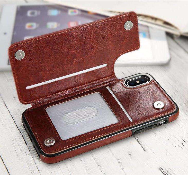 Luxury Wallet Style Premium Leather Case iPhone cover – JustAndBest India
