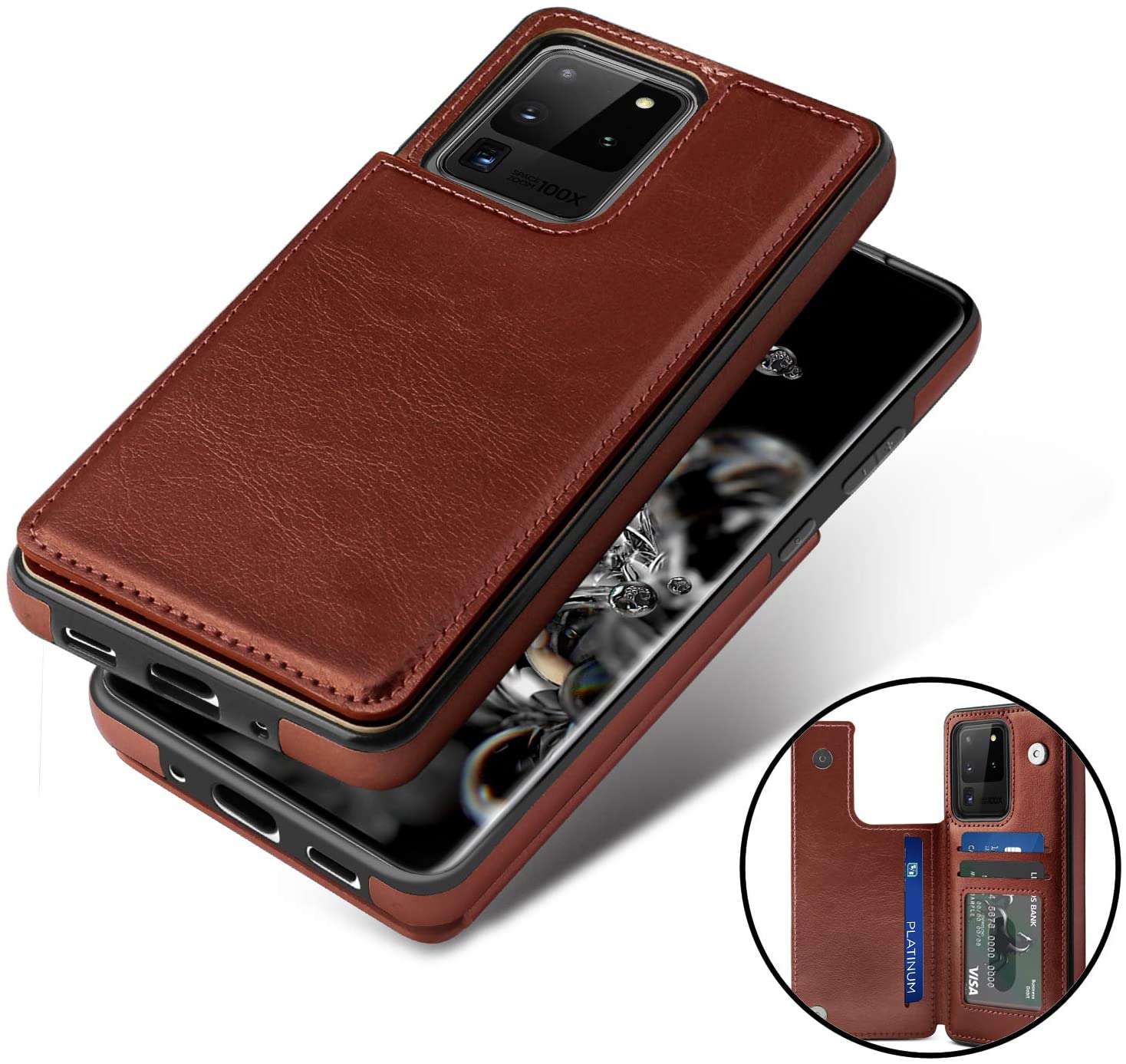 Luxury Wallet Style Premium Leather Case iPhone cover – JustAndBest India
