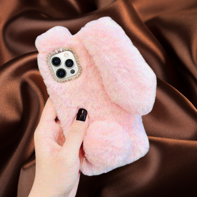 Luxury Bunny Rabbit Fur Plush Case iPhone cover – JustAndBest India
