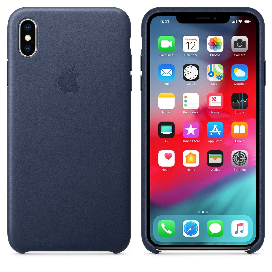 Midnight Blue Leather Cover for iPhone XS Max