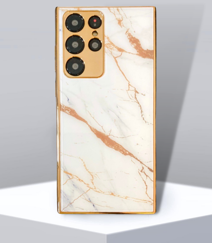 Gold Electroplated Marble Pattern Luxury Cover for Samsung S21