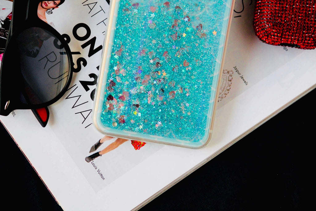 Blue Glitter Luxury iPhone SE 2020 Case