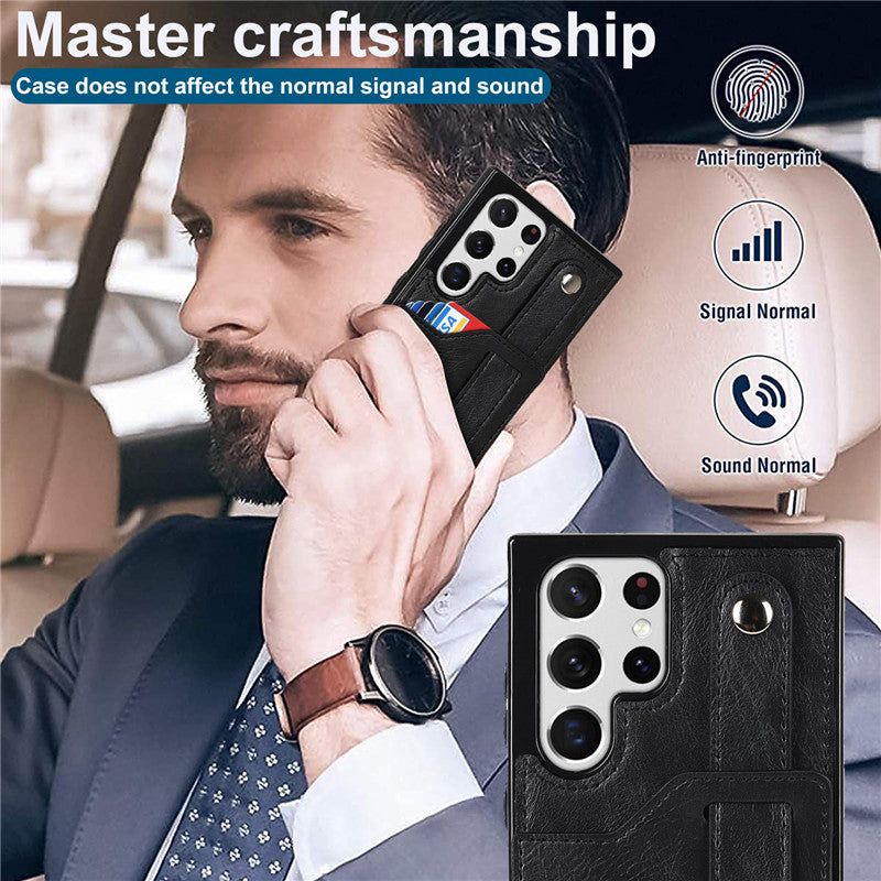 Premium Leather Wallet Style Hand Strap Case iPhone cover – JustAndBest India